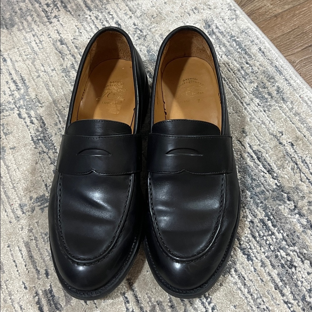 J. Crew Black Leather Penny Loafers